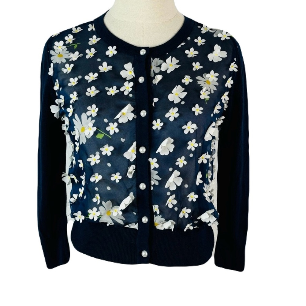 Karl Lagerfeld Paris appliquéd crop cardigan - Picture 1 of 4